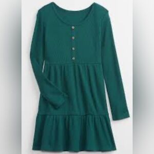 GAP Kids | Button-Front Tier Waffle-Knit Green Dress | Size XXL 14/16 | NWOT
